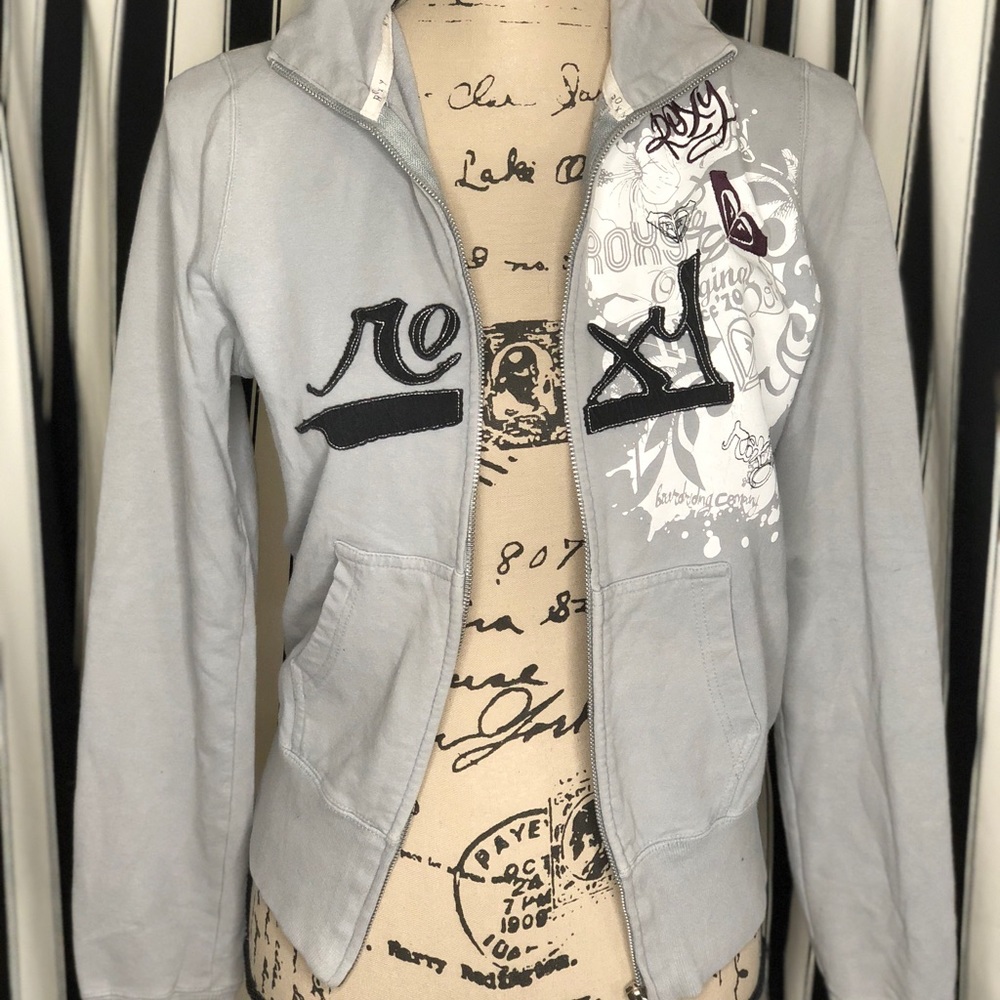 Large Gray Roxy zip up sweater